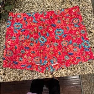 White House Black Market Red Blue Print Shorts Size 12